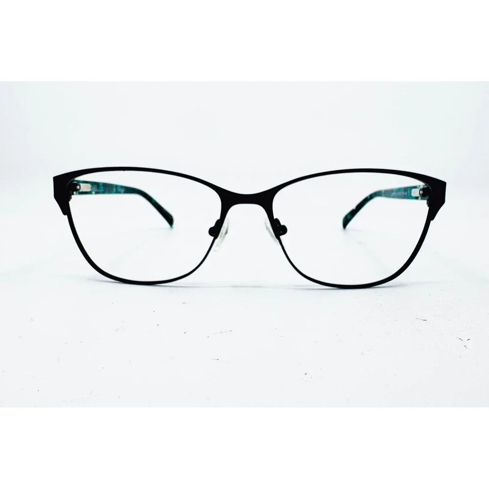 Columbus Eyeglasses Women Black Green Titanium Cat Eye Frame 55-16-140
